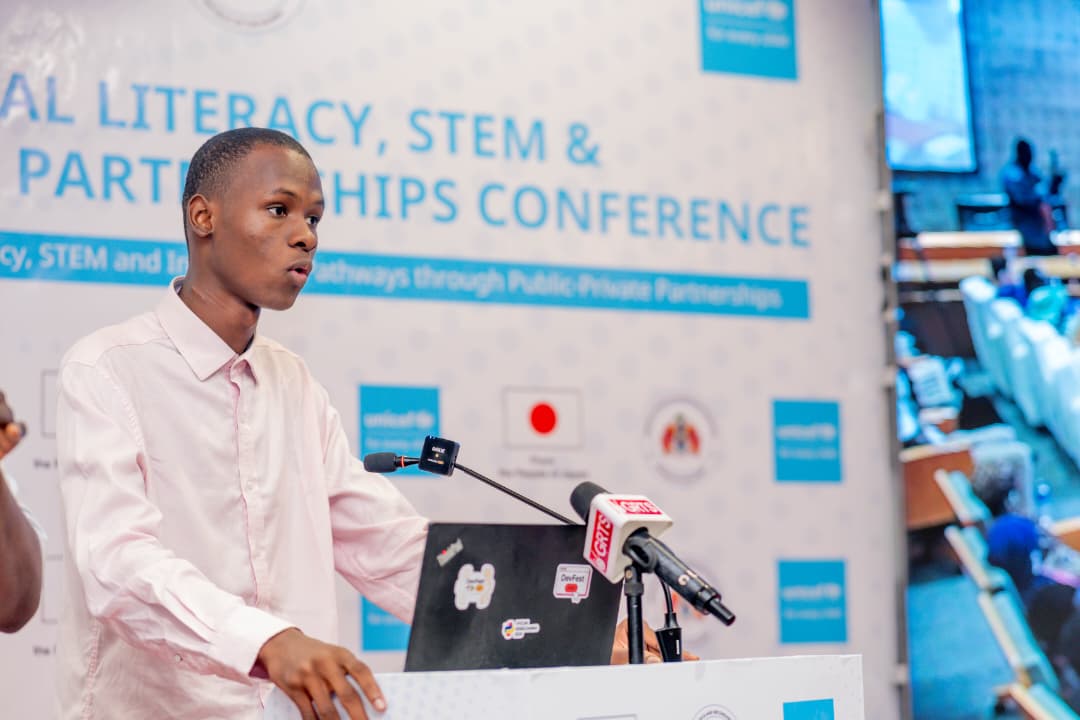 Cherno speaking at a tech event in The Gambia