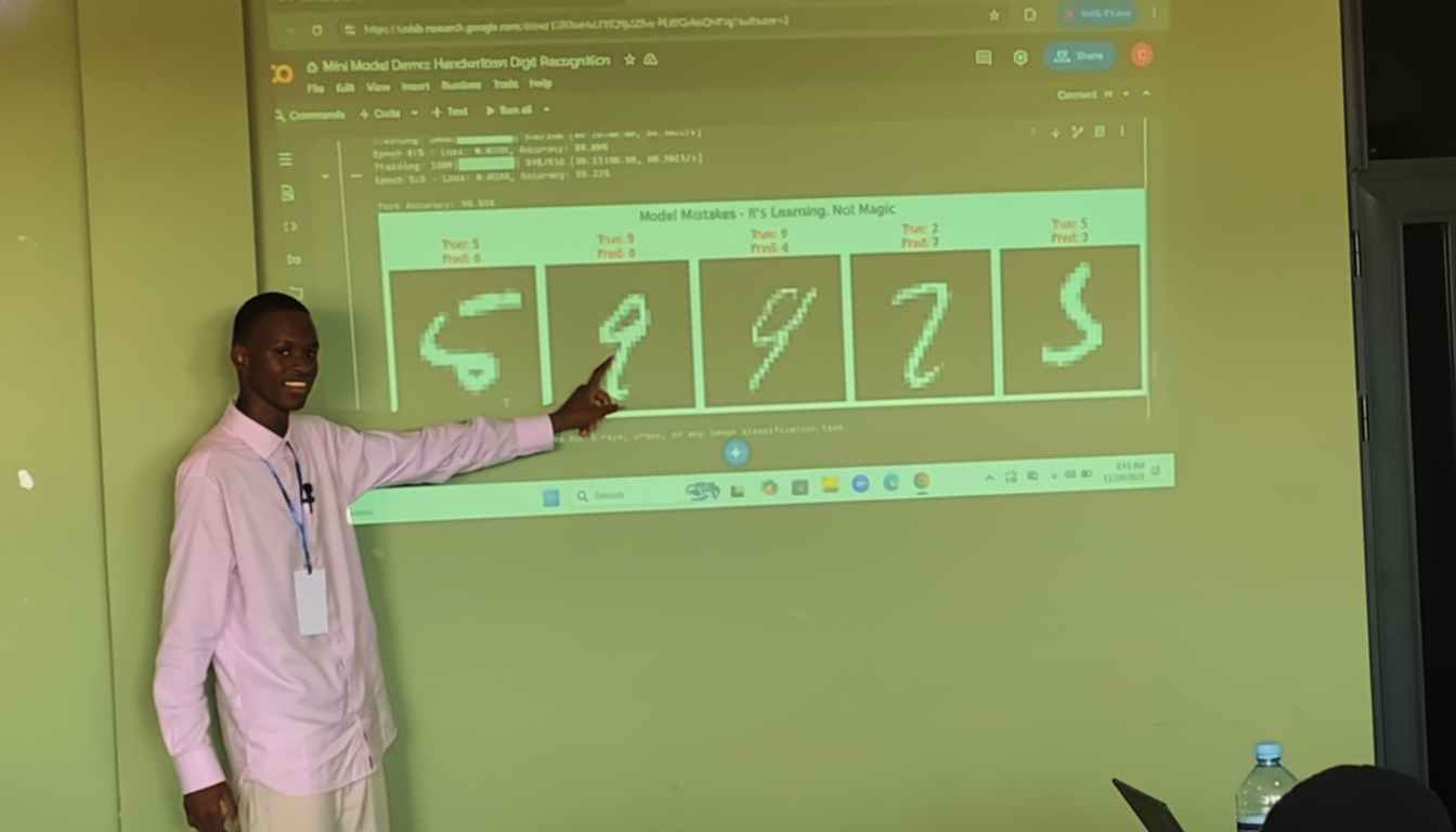 Cherno speaking at PyCon Senegambia 2025